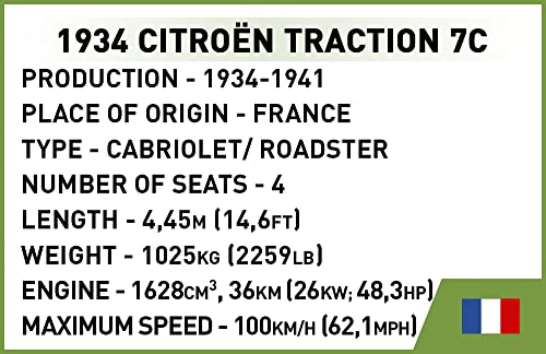 COBI Historical Collection Citroen Traction 7C Vehicle Building toy set - Image 5