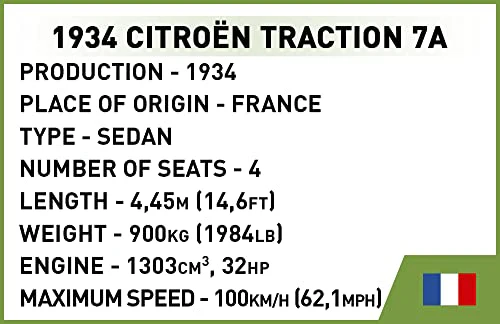 COBI Historical Collection: World War II 1934 Citroen Traction 7A Vehicle, Navy Blue Building toy set - Image 3