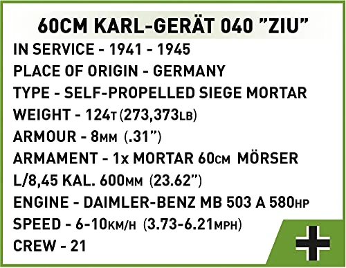 COBI Historical Collection World War II 60 cm Karl-Gerat 040 "ZIU Vehicle - Image 3