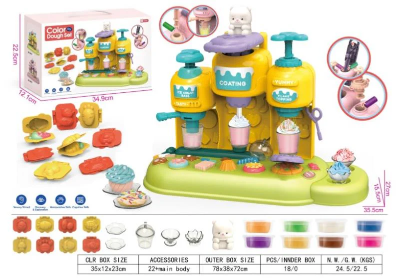 Color Dough Set,Track Multifunctional Clay Color Ice Cream Machine (green)