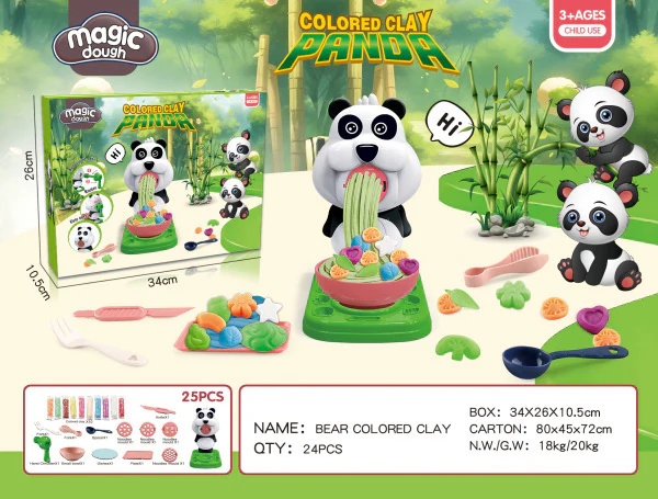 Colored Clay Set, Magic Dough, Bear Colored Clay Panda