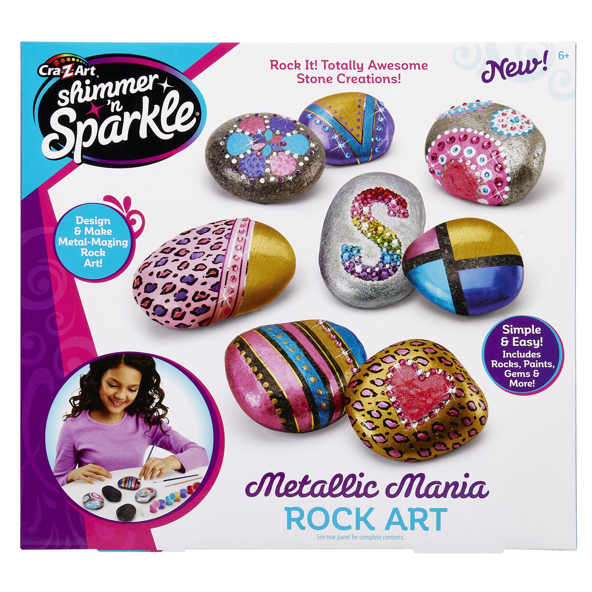 Cra Z Art Shimmer and Sparkle Metallic Madness Rock Art Crafts Kits (21 Piece)