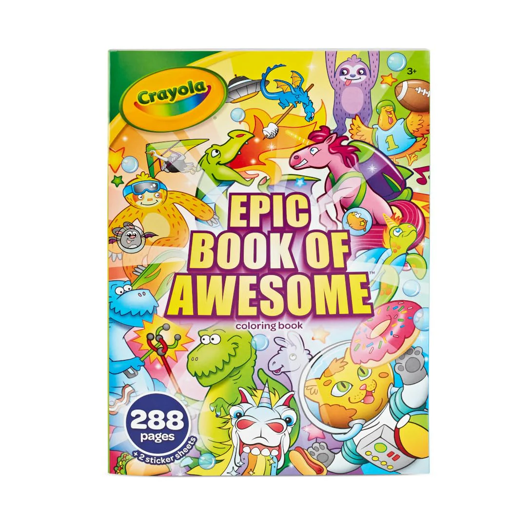 Crayola Epic Book of Awesome, All-in-One Coloring Book Set, 288 Animal Coloring Pages, Gift for Kids, Age 3, 4, 5, 6