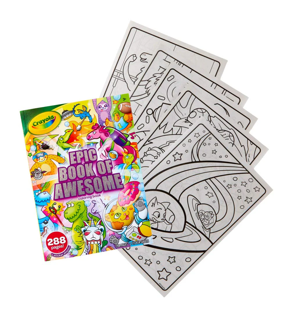 Crayola Epic Book of Awesome, All-in-One Coloring Book Set, 288 Animal Coloring Pages, Gift for Kids, Age 3, 4, 5, 6 - Image 7