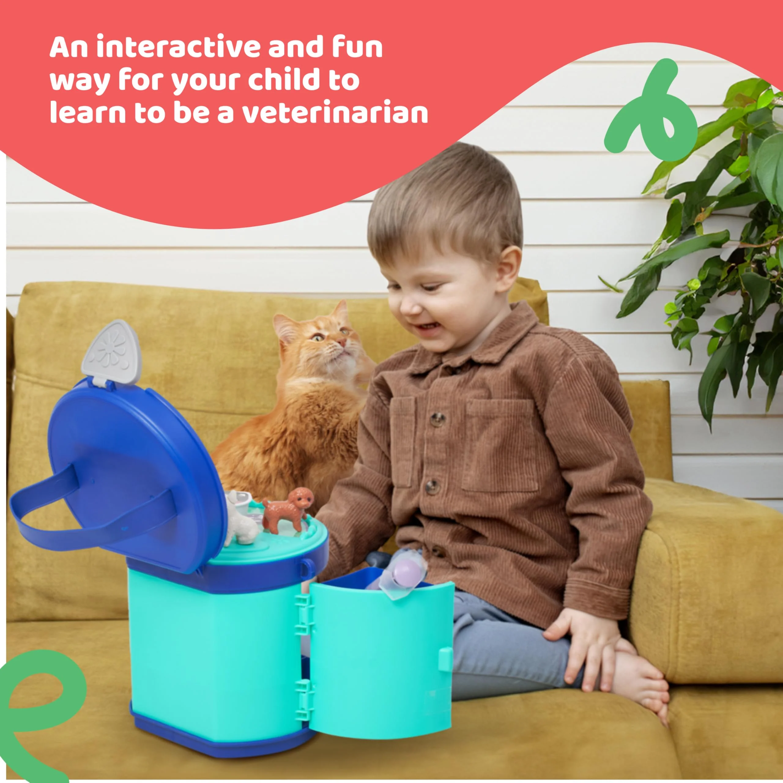 Pet Care Playset - Vet Kit for Kids Durable Plastic Doctor Kit for Toddlers' Pet Care - Veterinarian Playset for Kids - Greenish Blue - Image 4