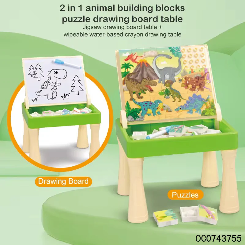 Dinosaur Puzzle Early Educational Art Desk Drawing Table, Learning Paint Art Sets for Children - Image 2