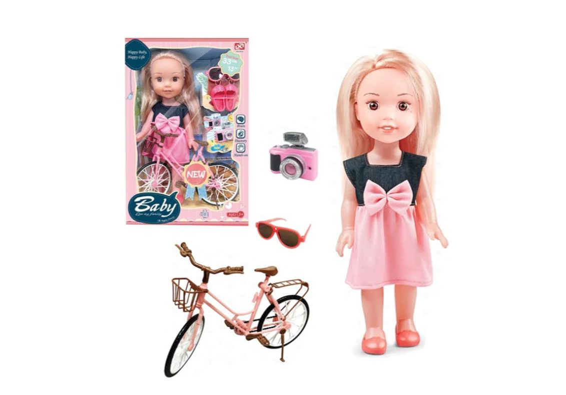 Doll Set With a Bicycle and Accessories