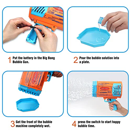Doohickey Bubble Blaster Bubble Making Gun, 1000 Bubbles per Minute, 2 Bubble Solution, 20-30 Minutes Working Time - Image 5