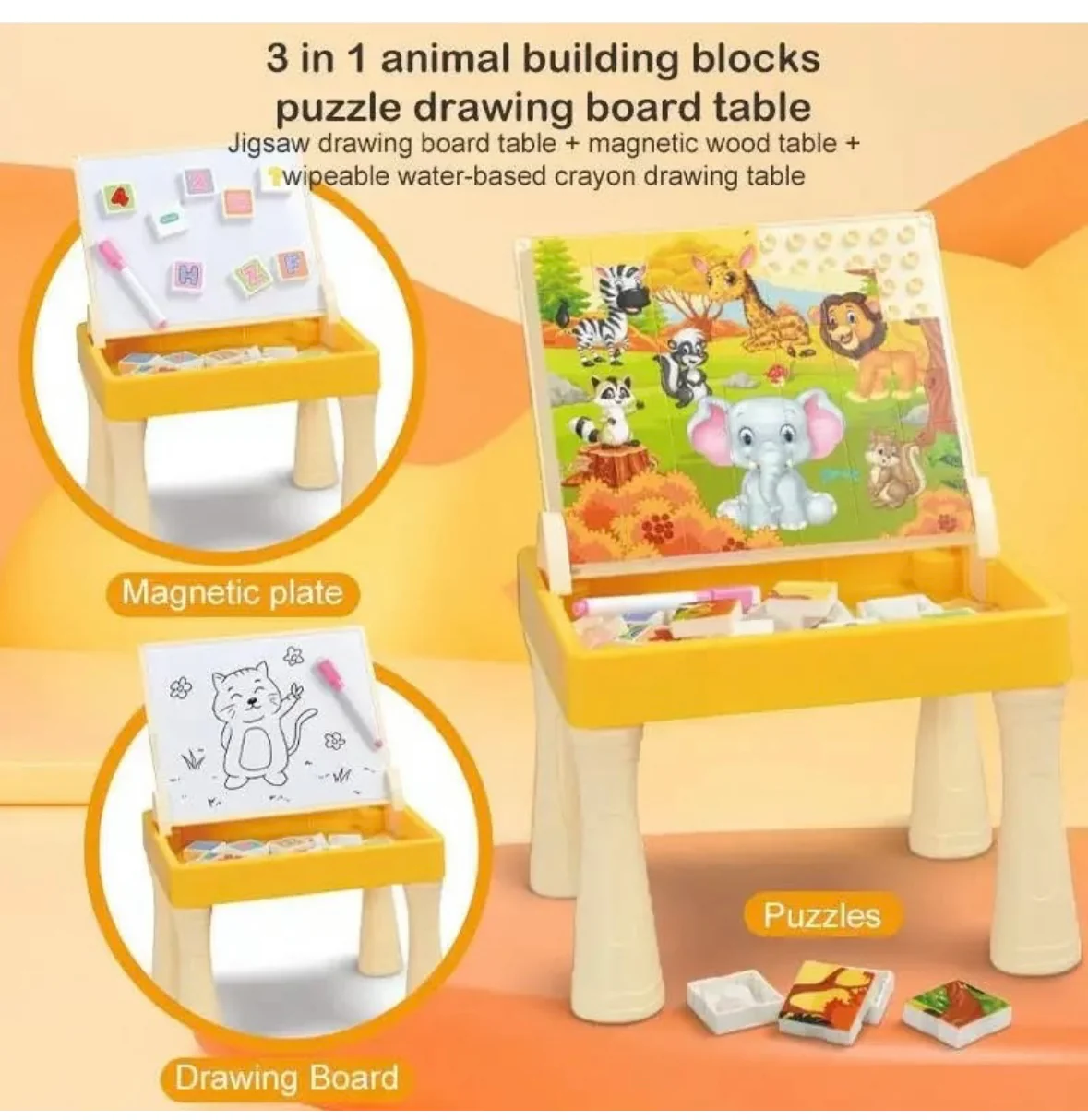 Drawing Board Animal Park With Multifunctional Magnetic Block Puzzle - Image 2