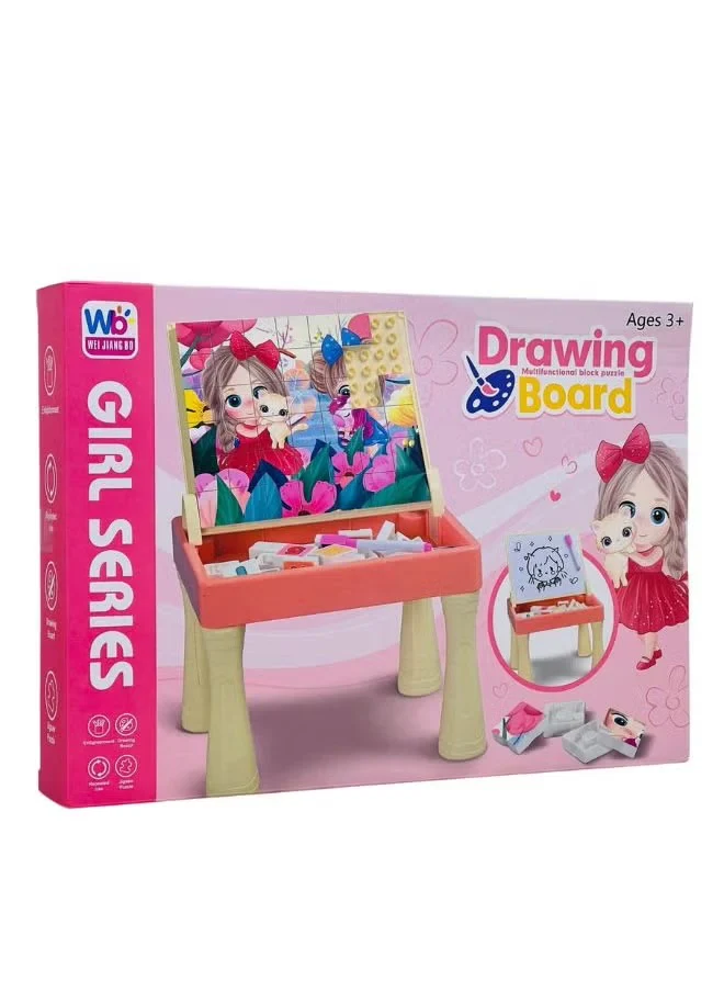 Drawing Board Girl Series With Puzzle Blocks Writing Board