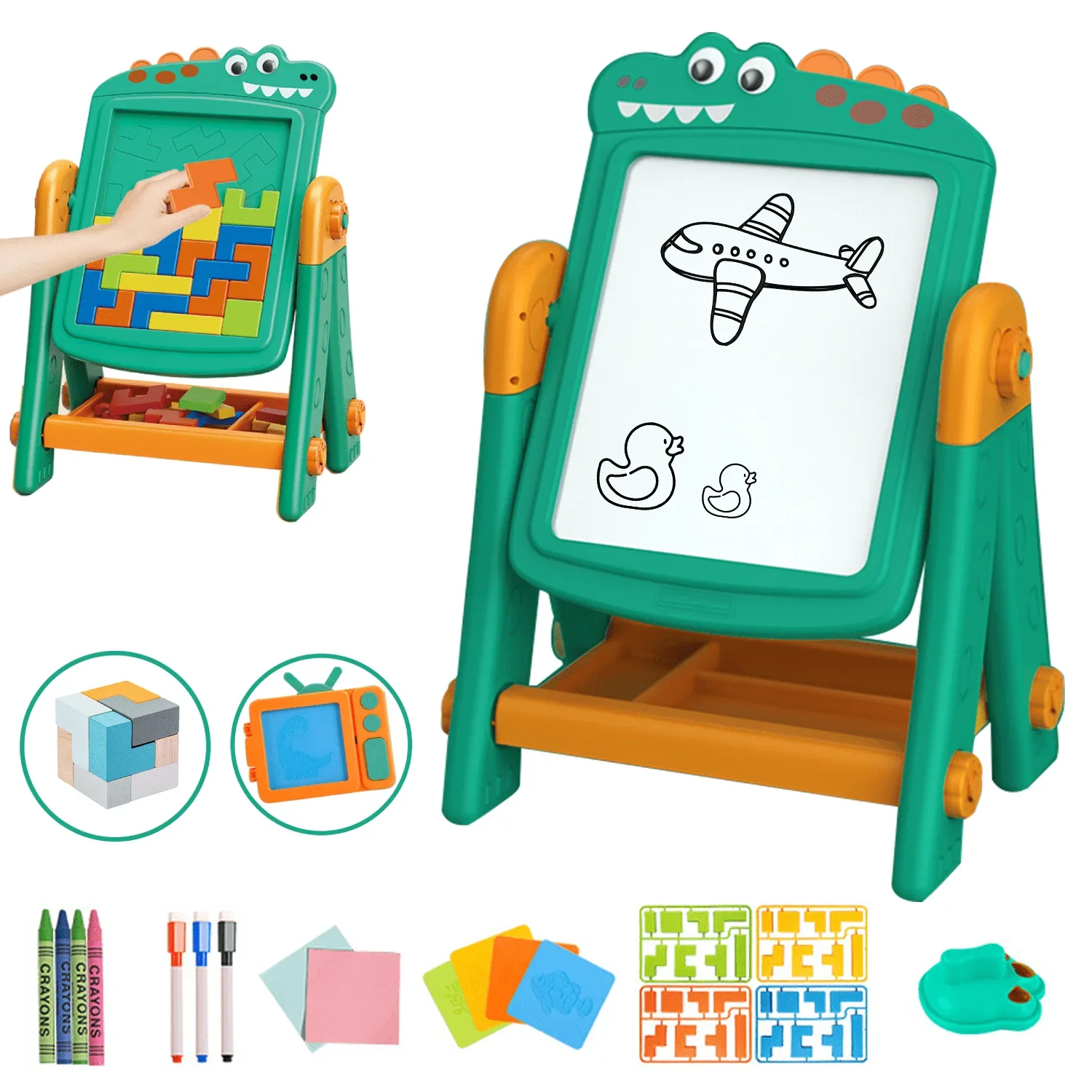 Easel For Kids, Kids Blackboard, Adjustable 3 in 1 Easel For Toddler, Double Drawing Board With Painting Accessories - Image 3