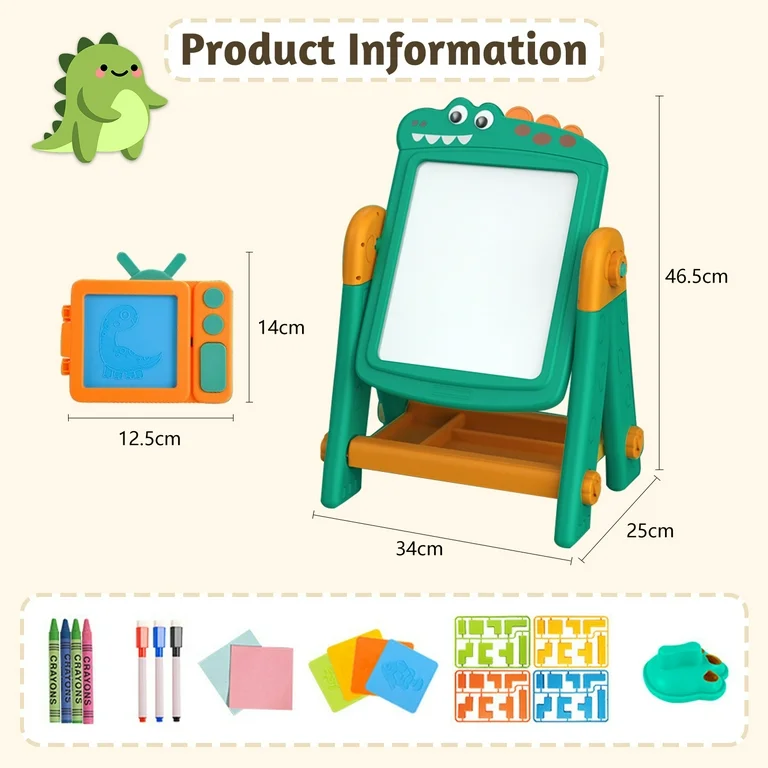 Easel For Kids, Kids Blackboard, Adjustable 3 in 1 Easel For Toddler, Double Drawing Board With Painting Accessories - Image 4