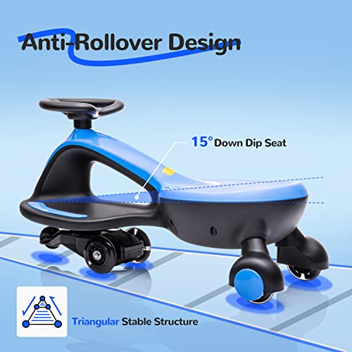 Electric Wiggle Car Ride On Toy, ANPABO 2 in 1 Wiggle Car with Rechargeable Battery and Pedal, Anti-Rollover Wheels with Colorful Lights, Swing Car for Toddlers and Kids Age 3 Years up - Image 5