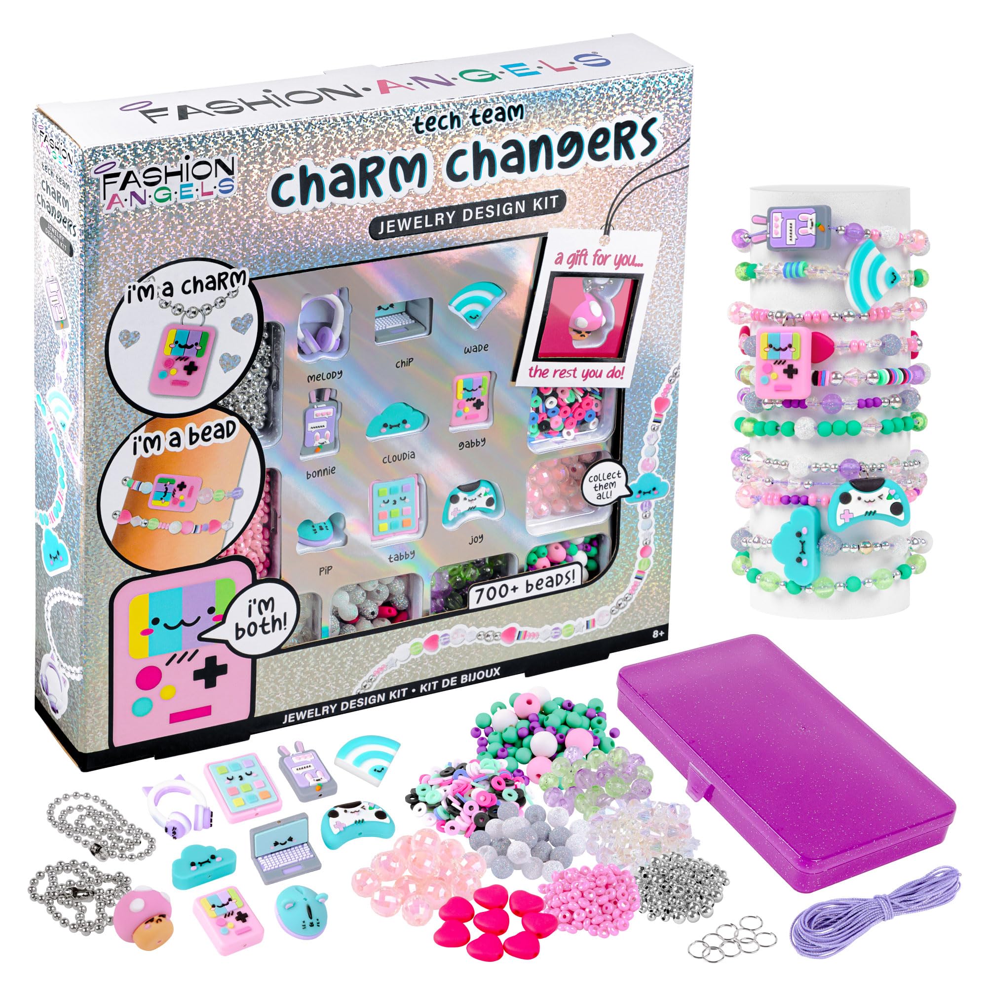 Fashion Angels Charm Changers Jewelry Design Kit, Includes Charms & Over 700 Beads, Custom Jewelry & Fun Craft Activity for Kids