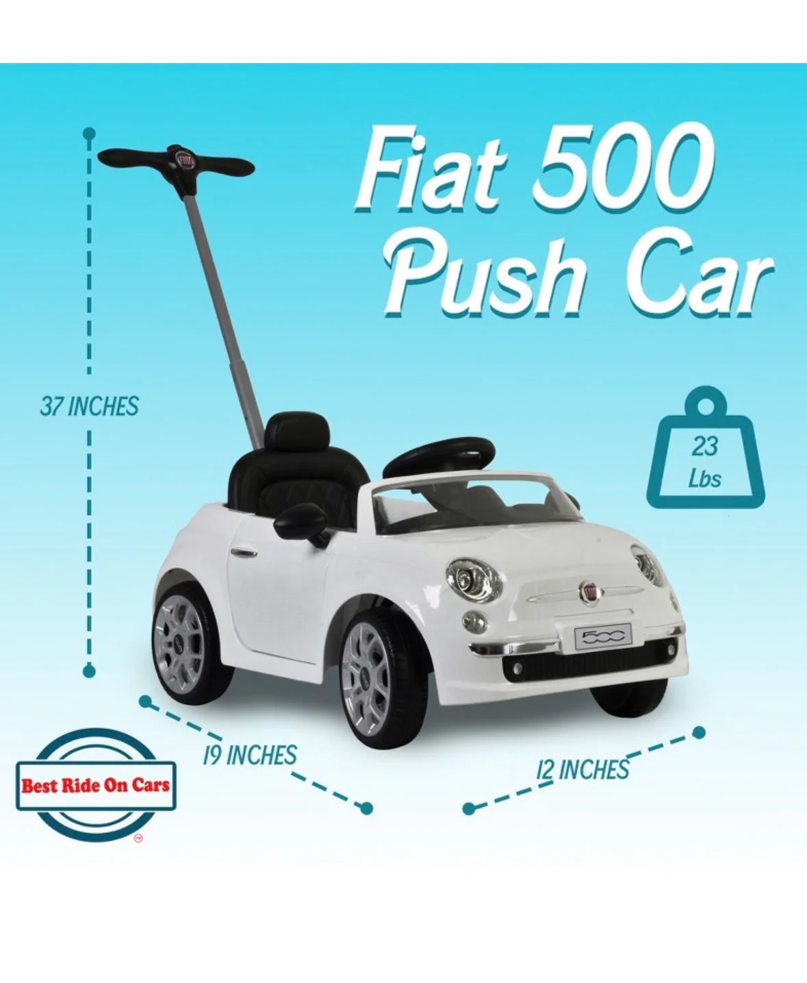 Fiat 500 2 in 1 Best Ride On Push Car - Image 4