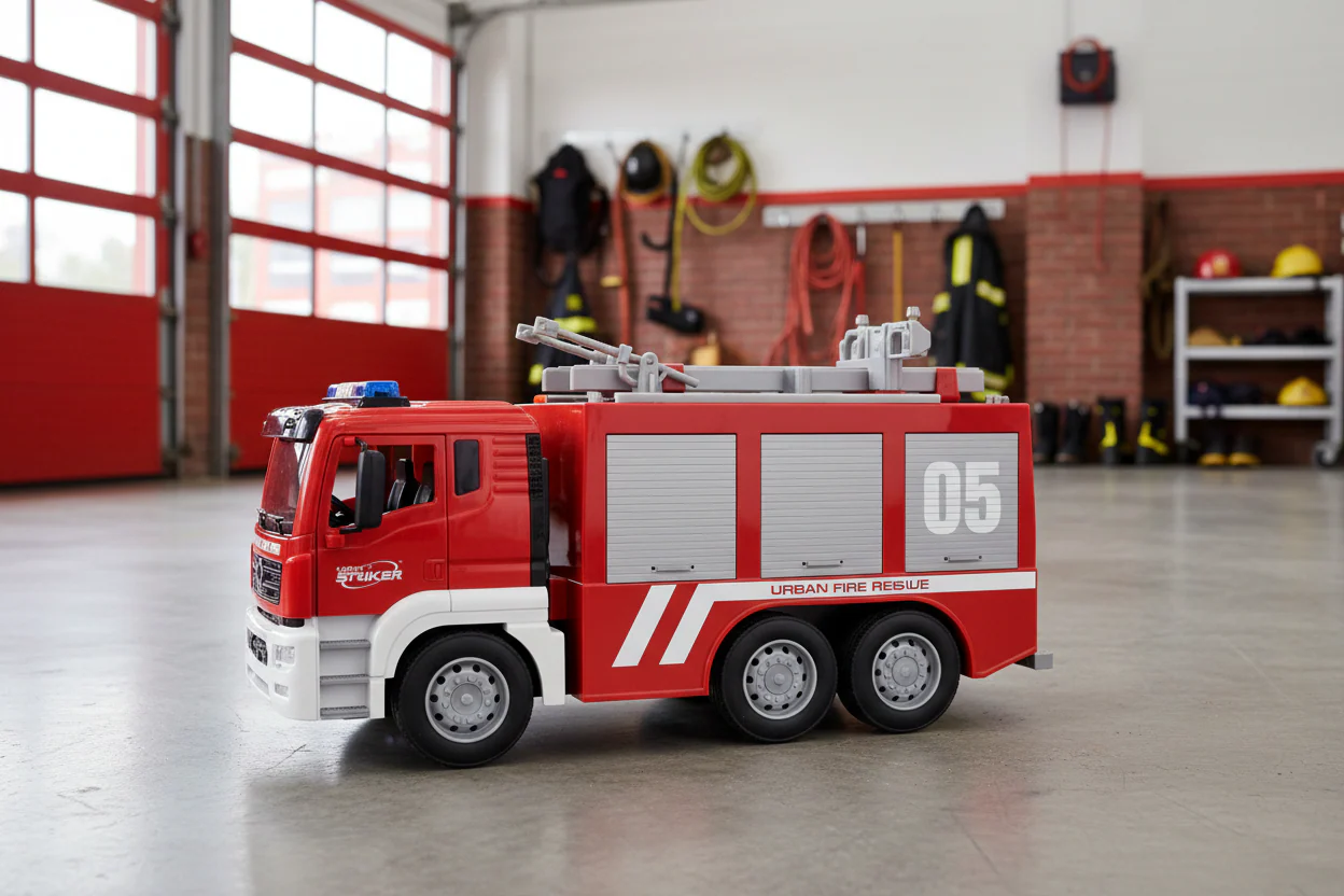 Fire Truck 1:10 Inertia Door Opening, Sound and Light, Water Spray