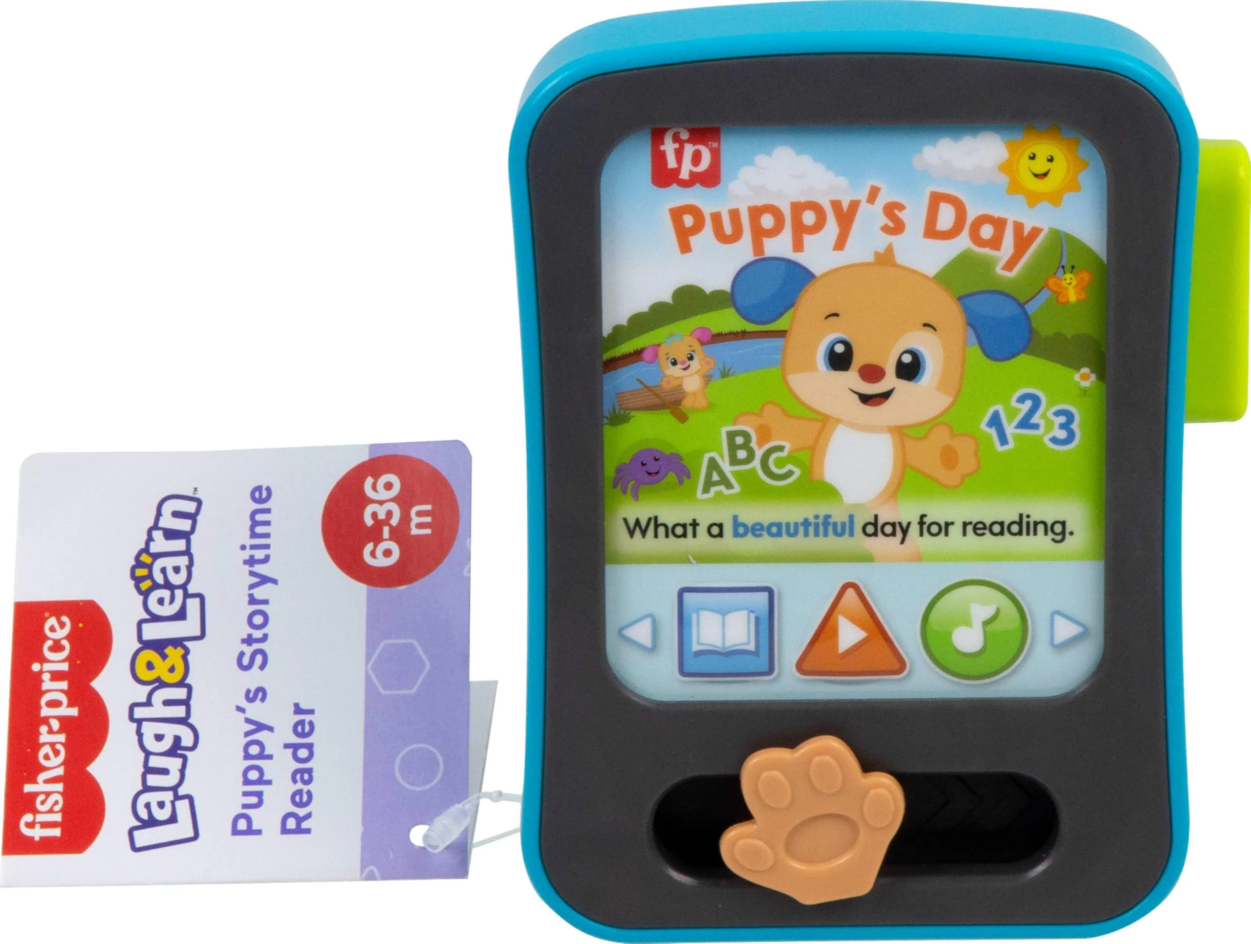 Fisher-Price Baby Learning Toy Laugh & Learn Puppy’s Storytime Reader Pretend Tablet with Music & Lights for Ages 6+ Months - Image 2