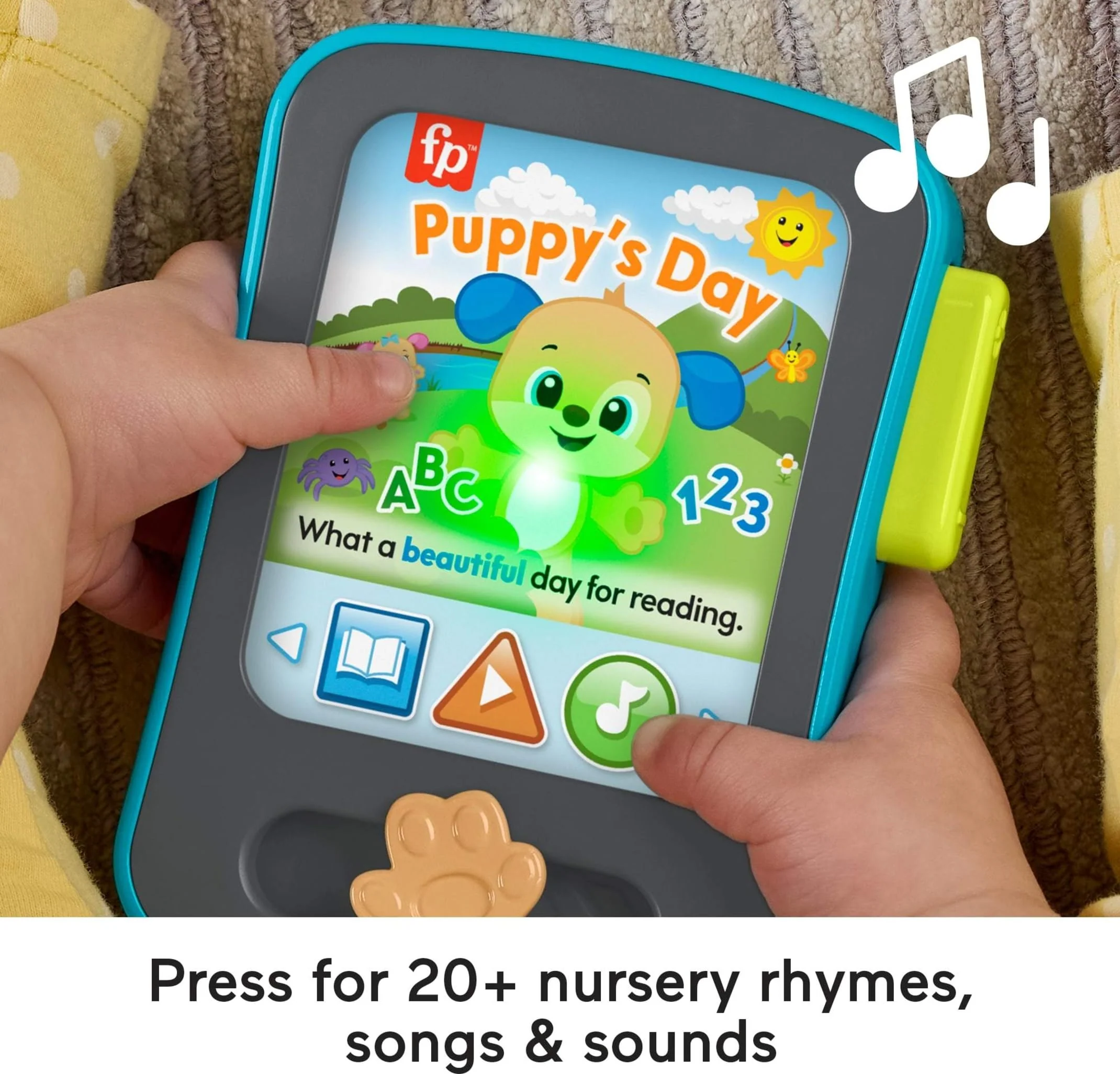 Fisher-Price Baby Learning Toy Laugh & Learn Puppy’s Storytime Reader Pretend Tablet with Music & Lights for Ages 6+ Months - Image 5