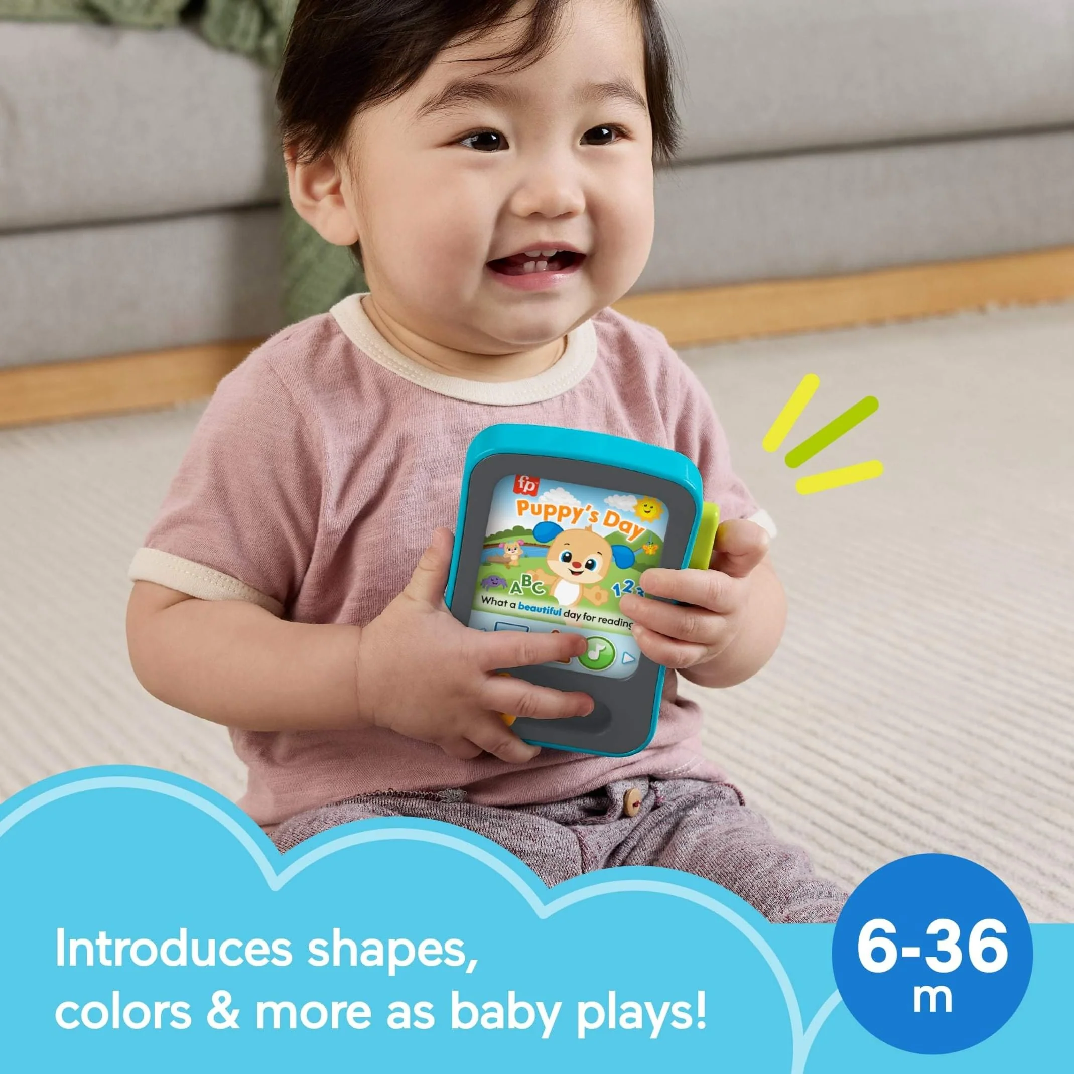 Fisher-Price Baby Learning Toy Laugh & Learn Puppy’s Storytime Reader Pretend Tablet with Music & Lights for Ages 6+ Months - Image 6