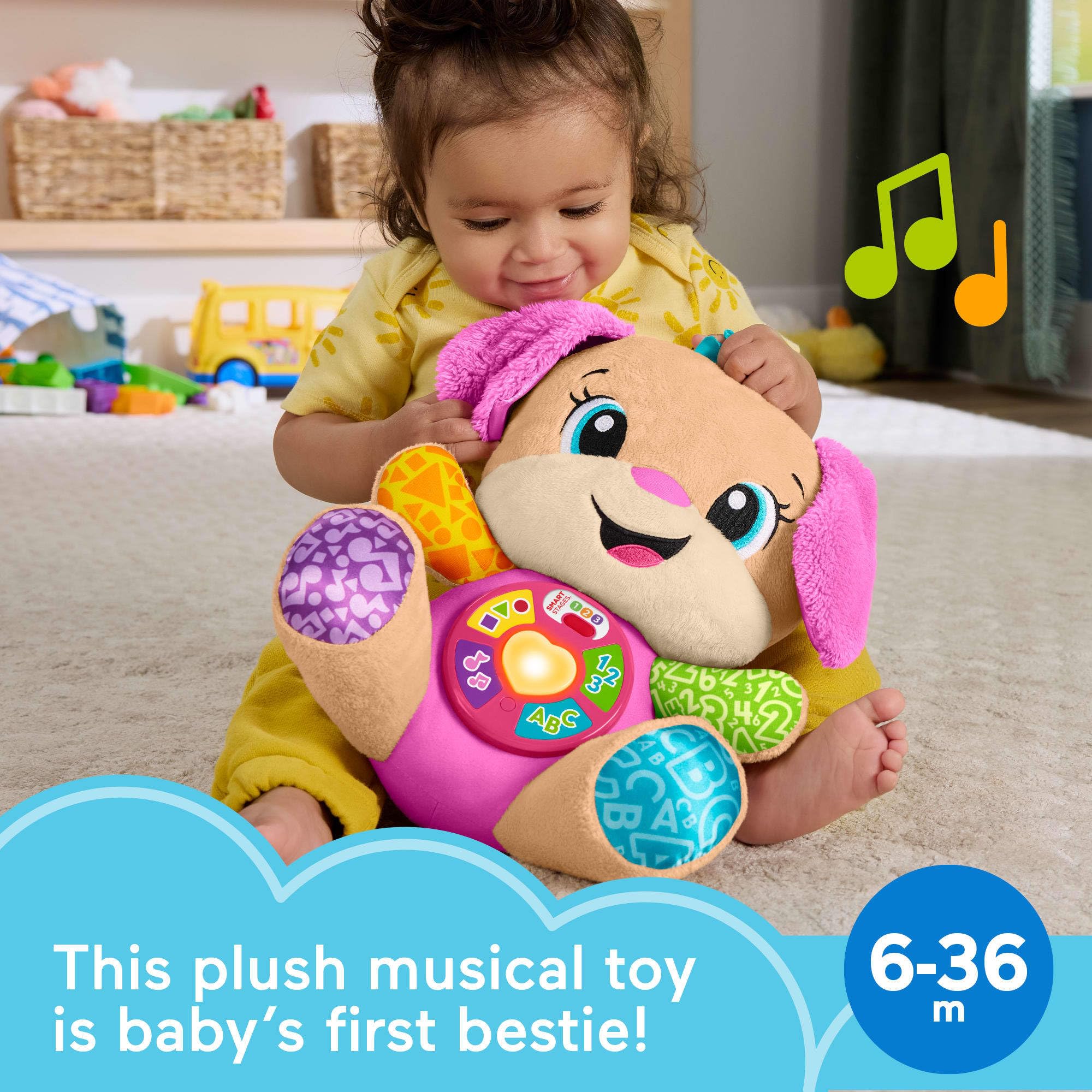 Fisher-Price Baby Toy Laugh & Learn Smart Stages Sis Musical Plush with Lights & Learning Songs for Infants Ages 6+ Months - Image 6