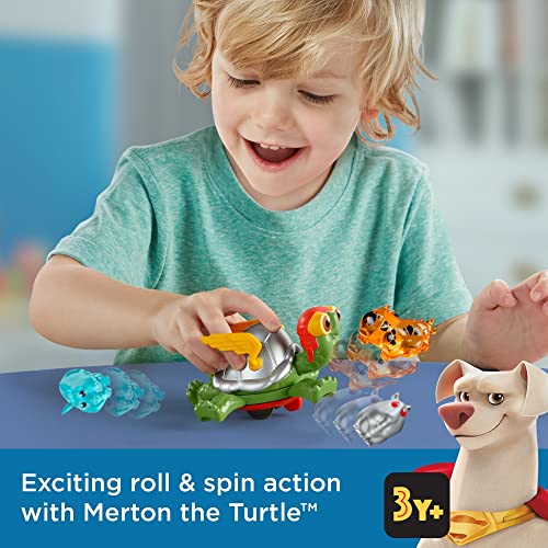 Fisher-Price DC League of Super-Pets Power Spin Merton The Turtle Figure Set with Accessories for Preschool Pretend Play - Image 6