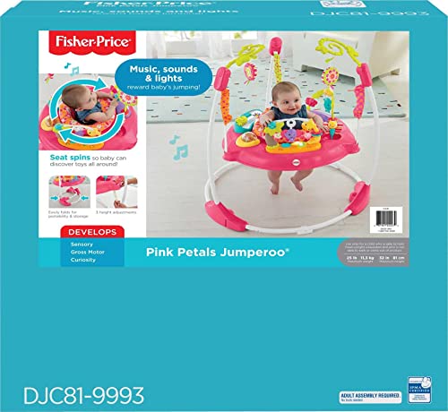 Fisher-Price Jumperoo Baby Bouncer and Activity Center with Spinning Seat plus Lights Music Sounds and Baby Toys, Pink Petals - Image 11