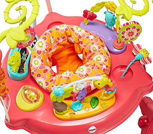 Fisher-Price Jumperoo Baby Bouncer and Activity Center with Spinning Seat plus Lights Music Sounds and Baby Toys, Pink Petals - Image 4