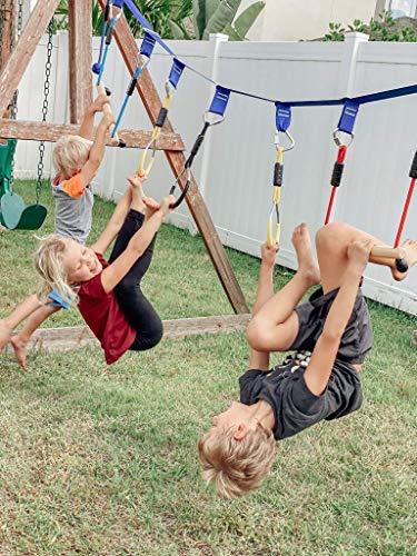 Ninja Warrior Obstacle Course for Kids, 65 FT Durable Slackline with 7 Obstacles-Swings, Monkey Bars, Arm Trainers and More, Weatherproof Outdoor Obstacle Course for Backyard, Gym, Field,3+ Years Old - Image 5