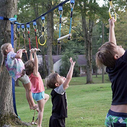 Ninja Warrior Obstacle Course for Kids, 65 FT Durable Slackline with 7 Obstacles-Swings, Monkey Bars, Arm Trainers and More, Weatherproof Outdoor Obstacle Course for Backyard, Gym, Field,3+ Years Old - Image 7