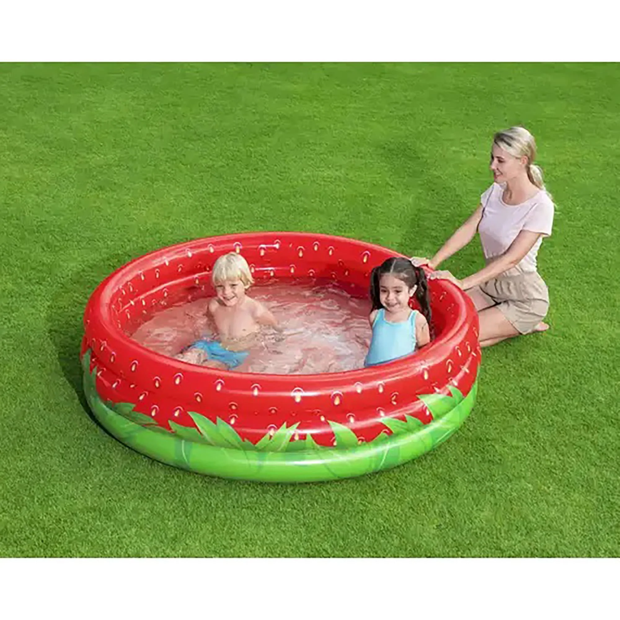 H2OGO! Bestway Sweet Strawberry Pool - 66" x H15 - Inflatable 3-Ring Play Pool, Kids,103 Gallon, Ages 2+ - Image 4
