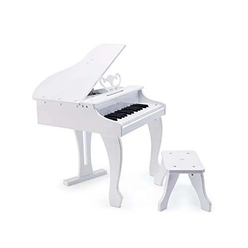 Piano, Hape Deluxe White Grand | Thirty Key Piano Toy with Stool, Electronic Keyboard Musical Toy Set - Image 3