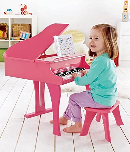 Hape Happy Grand Piano in Pink Toddler Wooden Musical Instrument, L: 19.7, W: 20.5, H: 23.6 inch - Image 6