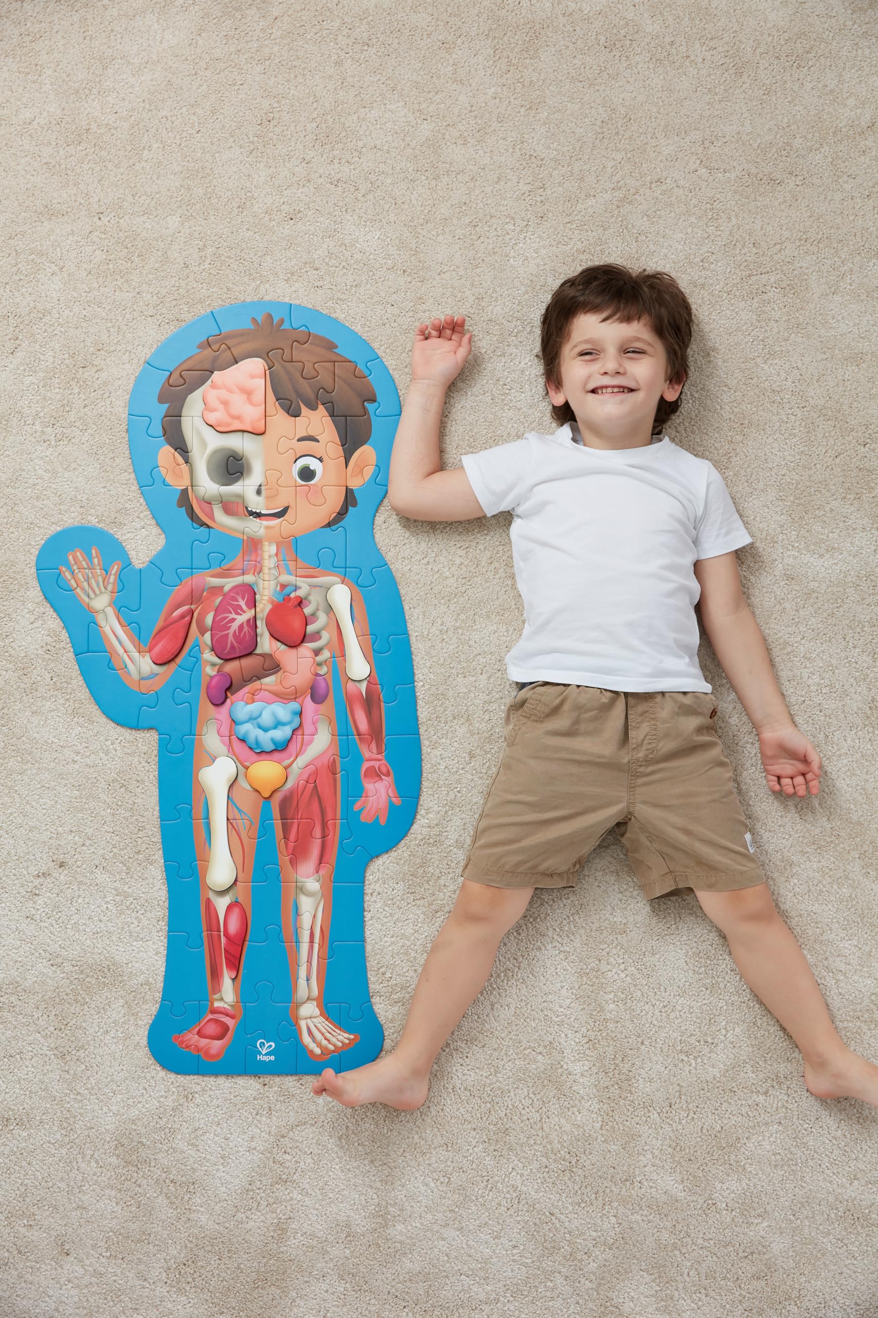 Hape Human Body Puzzle | 60 Oversized Pieces Educational Anatomy Jigsaw, Wooden Organs, for Children 4+ Years - Image 7