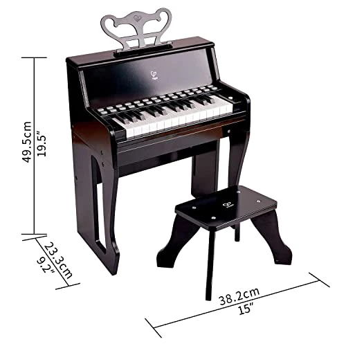 Piano, Hape Learn with Lights Black with Stool - Image 7