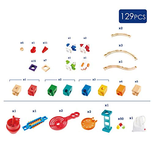 Building Blocks Toy, Hape Wooden Quadrilla Super Spirals Marble Run - Image 4