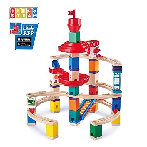 Building Blocks Toy, Hape Wooden Quadrilla Super Spirals Marble Run - Image 6
