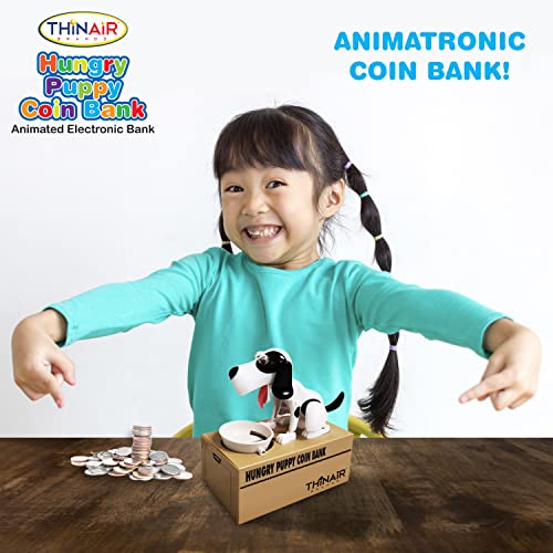 Happy Puppy Piggy Bank for Boys & Girls | Electronic Money Bank Features Cute Animated Puppy Eating Coins in Doggie Bowl | Durably Crafted Coin Bank - Image 5