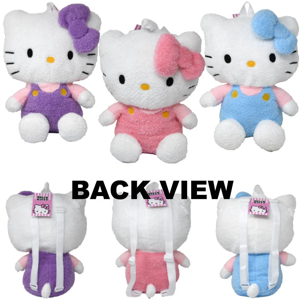 Hello Kitty Chenille Plush Backpack 16", Color May Vary, 1 Piece