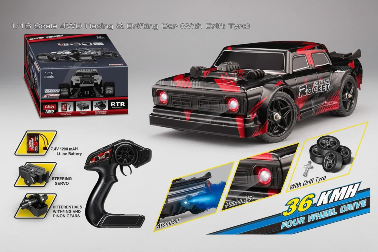 High-Speed Car 1:16 Four-Wheel Drive all Racing and Drifting In Red