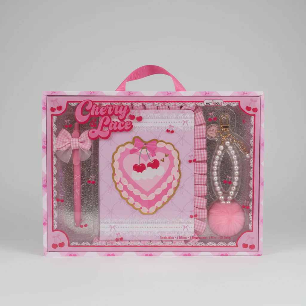 Hot Focus Cherry Lace Stationery Set