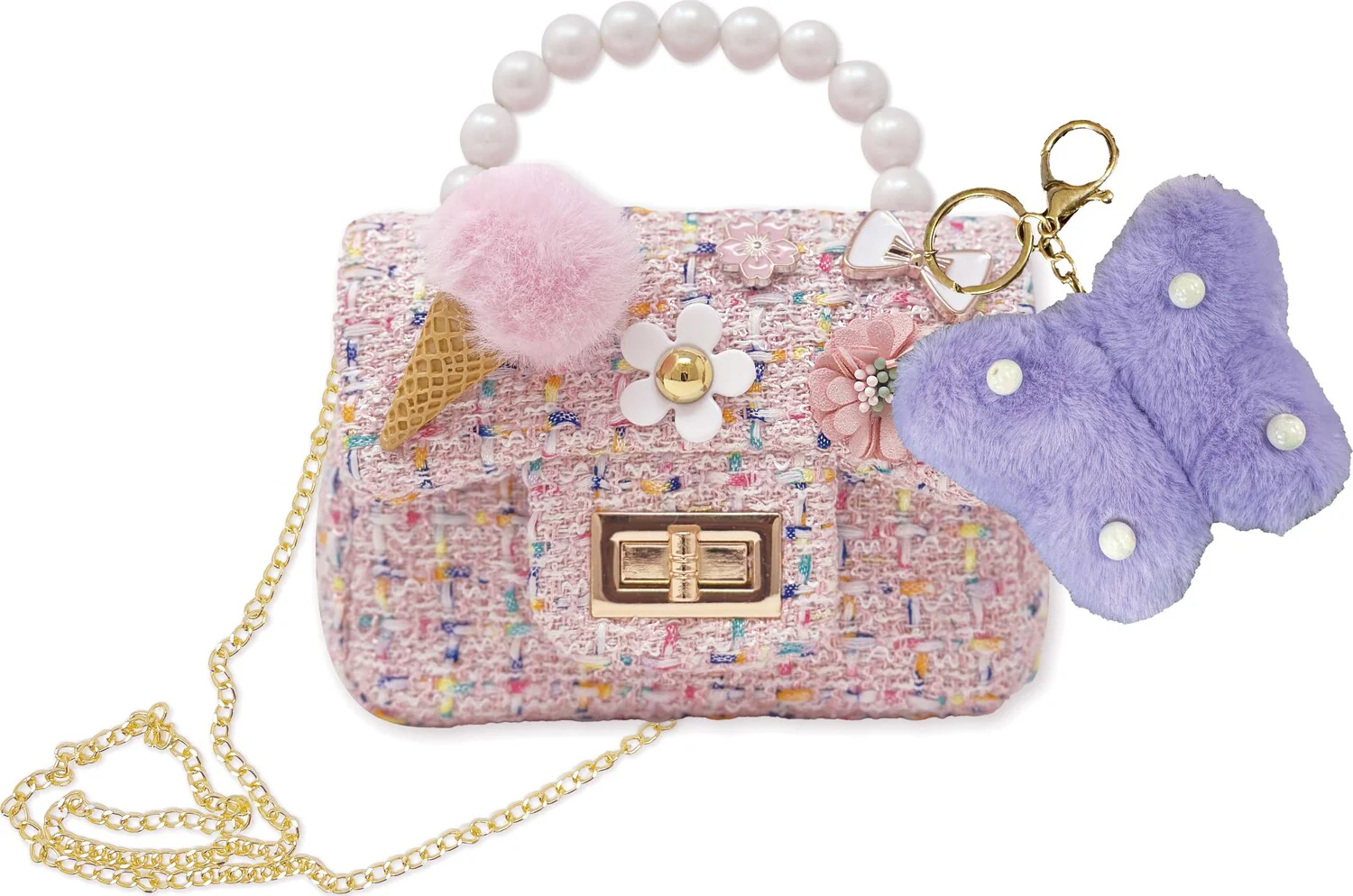 Hot Focus Rainbow Tweed Tiny Mini Crossbody Bag