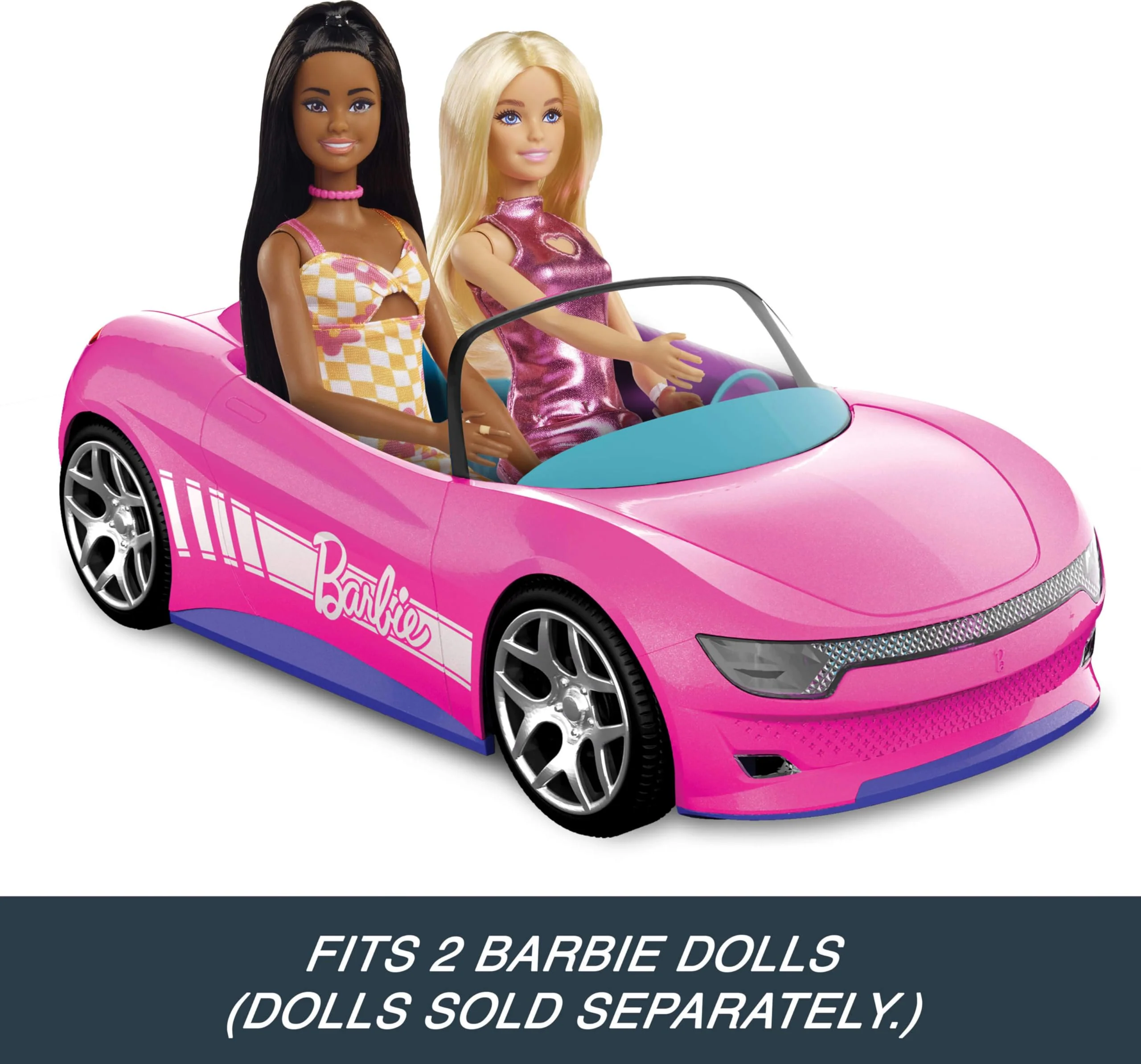 Hot Wheels Barbie RC Toy Car, Remote-Control Pink Convertible, Can Hold 2 Barbie Fashion Dolls & Trunk Opens for Storage - Image 2