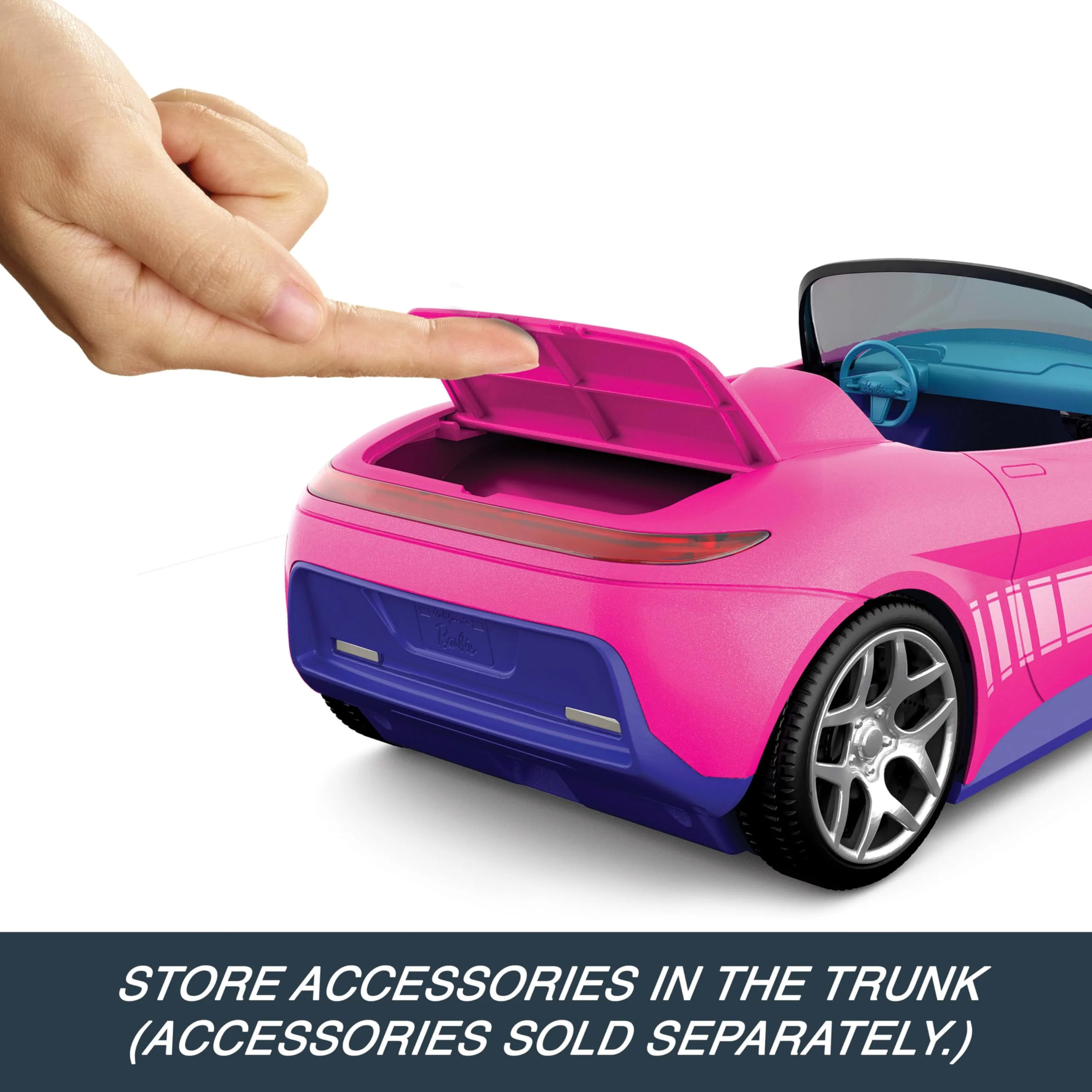 Hot Wheels Barbie RC Toy Car, Remote-Control Pink Convertible, Can Hold 2 Barbie Fashion Dolls & Trunk Opens for Storage - Image 3