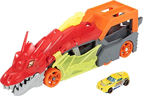Hot Wheels City Dragon Launch Transporter, Spits Toy Cars From Its Mouth, Connects To Other Sets, Holds Up To 5 Toy Vehicles, Includes 1 Hot Wheels - Image 2