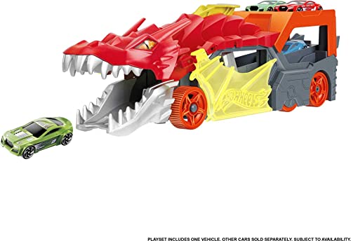 Hot Wheels City Dragon Launch Transporter, Spits Toy Cars From Its Mouth, Connects To Other Sets, Holds Up To 5 Toy Vehicles, Includes 1 Hot Wheels - Image 3