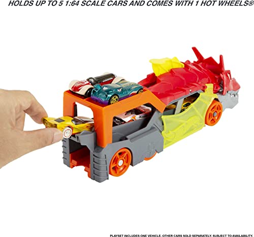 Hot Wheels City Dragon Launch Transporter, Spits Toy Cars From Its Mouth, Connects To Other Sets, Holds Up To 5 Toy Vehicles, Includes 1 Hot Wheels - Image 4