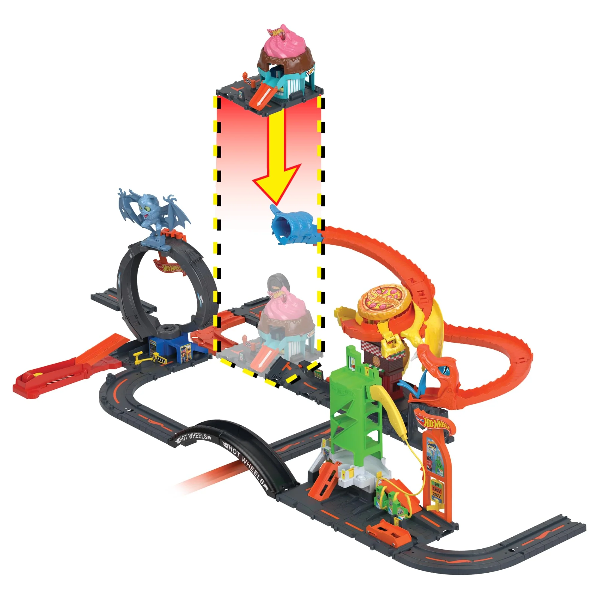 Hot Wheels Toy Car Playset, Downtown Ice Cream Swirl - Image 3