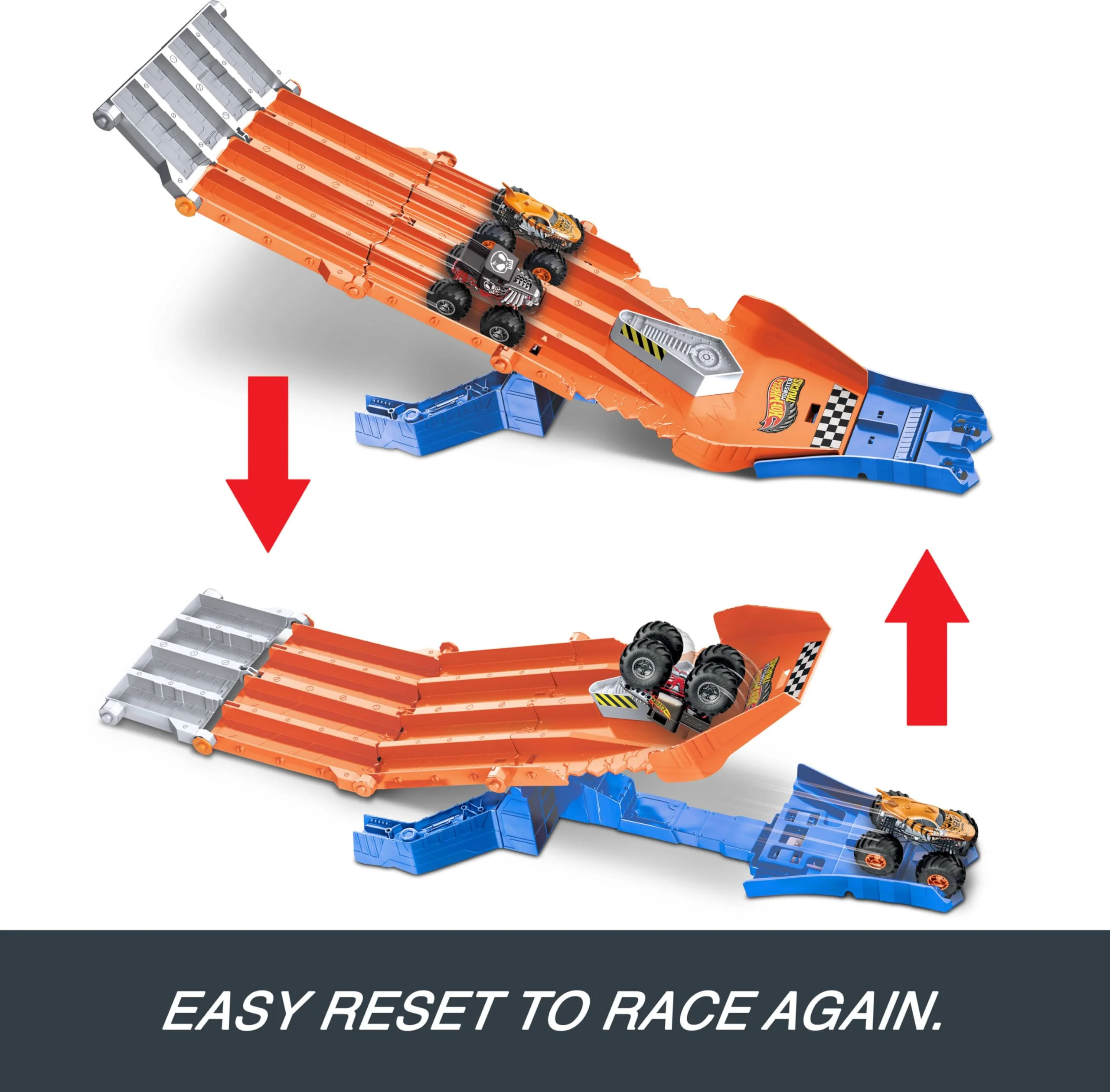 Hot Wheels Monster Truck! Survival Race! Ride On Toy Playset with 2 Mini Cars for Ages 4+ Orange - Image 3
