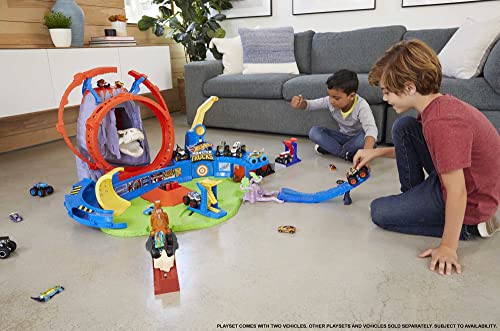 Hot Wheels Monster Trucks, T-Rex Volcano Playset with Lights and Sounds, Includes 1:64 Scale Race Ace Monster Truck and 1:64 Scale Die-Cast Toy Car - Image 6