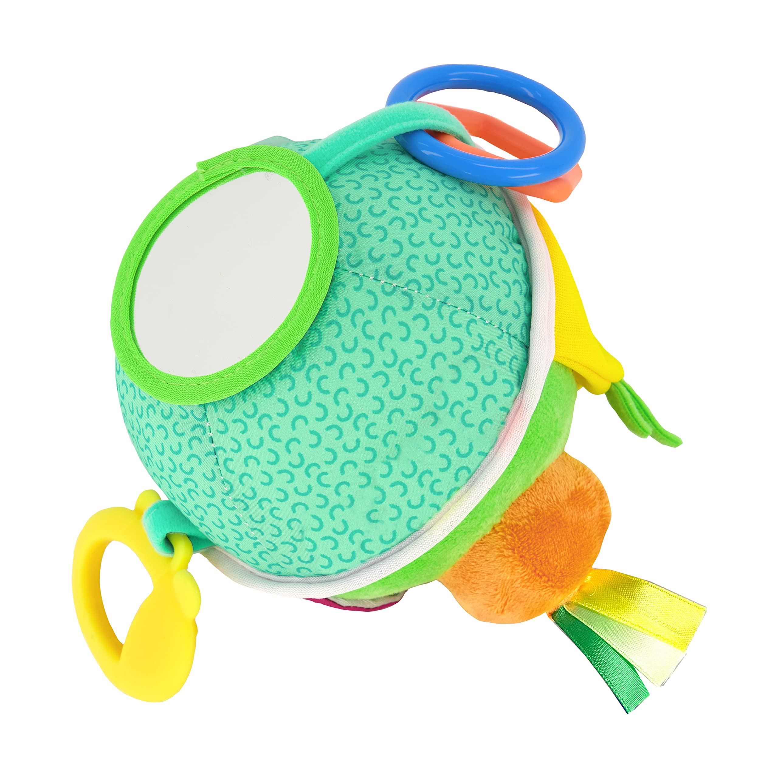 Infantino Busy Lil’ Sensory Ball - 9 Activities, Teether, Selfie Mirror, Rattle Sounds, Encourages Fine and Gross Motor Skill Development, for Babies 3M+ - Image 6
